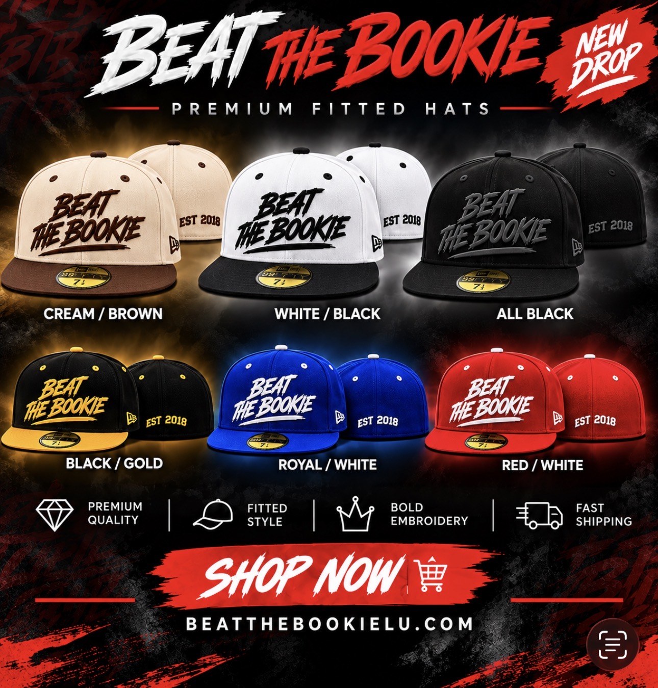 BTB Fitted Hat front and back design